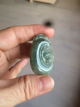 Load image into Gallery viewer, 100% Natural type A dark green/light green/gray jadeite Jade RuYi(如意) pendant BF75
