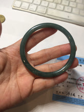 Load image into Gallery viewer, 59.5mm Certified Type A 100% Natural light green/blue/gray Guatemala slim round cut Jadeite bangle BP220-3800
