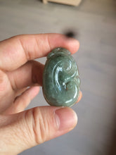 Load image into Gallery viewer, 100% Natural type A dark green/light green/gray jadeite Jade RuYi(如意) pendant BF75
