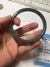 Load image into Gallery viewer, 59.5mm Certified Type A 100% Natural light green/blue/gray Guatemala slim round cut Jadeite bangle BP220-3800
