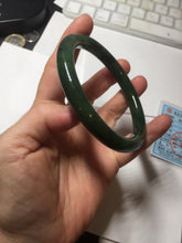 Load image into Gallery viewer, 61.5mm certified 100% Natural dark green/black round cut nephrite (碧玉) bangle HN24-9153
