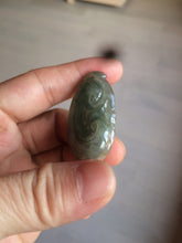 Load image into Gallery viewer, 100% Natural type A dark green/light green/gray jadeite Jade RuYi(如意) pendant BF75
