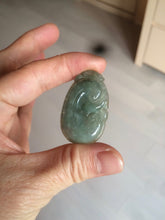 Load image into Gallery viewer, 100% Natural type A dark green/light green/gray jadeite Jade RuYi(如意) pendant BF75
