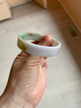 Load image into Gallery viewer, 50.8mm Certified type A 100% Natural sunny green/white/purple thin square Jadeite Jade bangle AM77-2829
