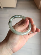 Load image into Gallery viewer, 51.5mm certified 100% natural Type A light green yellow with floating seaweed round cut jadeite jade bangle BM64-6613
