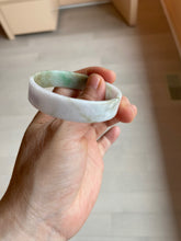 Load image into Gallery viewer, 50.8mm Certified type A 100% Natural sunny green/white/purple thin square Jadeite Jade bangle AM77-2829
