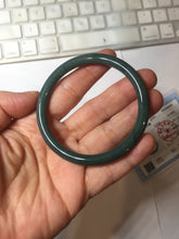 Load image into Gallery viewer, 55mm Certified Type A 100% Natural dark green blue gray black with flying snow slim round cut Guatemala Jadeite bangle PJ8-4324
