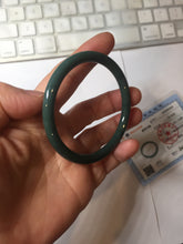 Load image into Gallery viewer, 55mm Certified Type A 100% Natural dark green blue gray black with flying snow slim round cut Guatemala Jadeite bangle PJ8-4324
