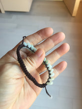 Load image into Gallery viewer, 100% natural type A green white Safety Guardian Button donut jadeite jade thread woven bracelets PD99
