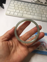 Load image into Gallery viewer, 54.8mm Certified type A 100% Natural light green gray black slim round cut Jadeite bangle PA187-2472
