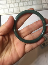 Load image into Gallery viewer, 55mm Certified Type A 100% Natural dark green blue gray black with flying snow slim round cut Guatemala Jadeite bangle PJ8-4324
