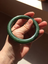 Load image into Gallery viewer, 56.5mm Certified 100% Natural Deep Pine Green/Black "Serene Ember Forest" Nephrite (red-skin nephrite 红皮碧玉) Bangle HT168-11-6179
