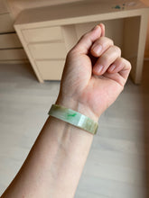 Load image into Gallery viewer, 50.8mm Certified type A 100% Natural sunny green/white/purple thin square Jadeite Jade bangle AM77-2829
