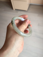 Load image into Gallery viewer, 54.2mm certified 100% natural type A certified light green with floating seaweed round cut jadeite jade bangle BM62-6610
