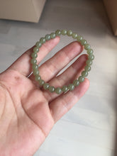 Load image into Gallery viewer, 6.1mm 100% Natural Light Green, Gray &amp; Black Nephrite Jade Round Bead Bracelet HT135 Add on item
