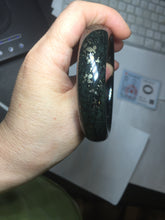 Load image into Gallery viewer, 60.3mm 100% Natural dark green/black meteorite Stellar Night sky nephrite bangle HN25-7603
