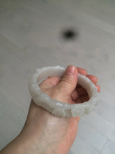 Load image into Gallery viewer, 62.3mm 100% natural pale pink/white carved Plum blossoms Quartzite (Shetaicui jade) bangle SY7
