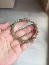 Load image into Gallery viewer, 6.1mm 100% Natural Light Green, Gray &amp; Black Nephrite Jade Round Bead Bracelet HT135 Add on item
