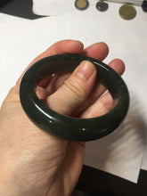 Load image into Gallery viewer, 52.3mm 100% Natural dark green yellow nephrite Jade bangle(河磨玉) HE103
