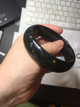 Load image into Gallery viewer, 60.3mm 100% Natural dark green/black meteorite Stellar Night sky nephrite bangle HN26-7598
