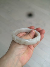 Load image into Gallery viewer, 62.3mm 100% natural pale pink/white carved Plum blossoms Quartzite (Shetaicui jade) bangle SY7
