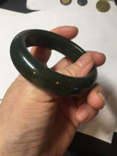 Load image into Gallery viewer, 52.3mm 100% Natural dark green yellow nephrite Jade bangle(河磨玉) HE103
