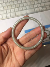 Load image into Gallery viewer, 54.8mm Certified type A 100% Natural light green gray black slim round cut Jadeite bangle PA188-2474

