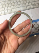 Load image into Gallery viewer, 54.8mm Certified type A 100% Natural light green gray black slim round cut Jadeite bangle PA188-2474
