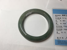 Load image into Gallery viewer, 57.2mm certified Type A 100% Natural icy watery dark green gray Jadeite Jade bangle PC14-0371
