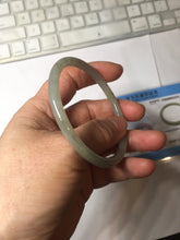 Load image into Gallery viewer, 54.8mm Certified type A 100% Natural light green gray black slim round cut Jadeite bangle PA188-2474
