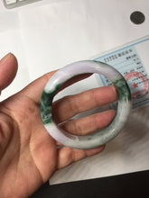 Load image into Gallery viewer, 55.5mm Certified 100% natural Type A Green &amp; Light Purple jadeite jade bangle PH246-0510
