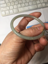 Load image into Gallery viewer, 54.8mm Certified type A 100% Natural light green gray black slim round cut Jadeite bangle PA188-2474
