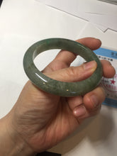 Load image into Gallery viewer, 57.2mm certified Type A 100% Natural icy watery dark green gray Jadeite Jade bangle PC14-0371
