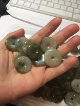 Load image into Gallery viewer, 22-25mm Type A 100% Natural dark green/white/yellow /gray/black Jadeite Jade Safety Guardian Button donut Pendant group PB49 (Add-on items)
