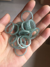 Load image into Gallery viewer, Size 2 1/2- 9 3/4 100% natural type A icy watery light green blue gray slim Guatemala jadeite jade band ring group PH234 Add on item
