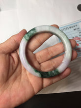 Load image into Gallery viewer, 55.5mm Certified 100% natural Type A Green &amp; Light Purple jadeite jade bangle PH246-0510
