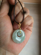 Load image into Gallery viewer, Type A 100% Natural icy light green Jadeite Jade safety Guardian ring Pendant (子母扣) AQ64
