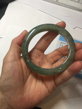Load image into Gallery viewer, 57.2mm certified Type A 100% Natural icy watery dark green gray Jadeite Jade bangle PC14-0371
