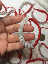 Load image into Gallery viewer, 100% natural type A green white purple Safety Guardian Button donut jadeite jade thread woven bracelets PD98
