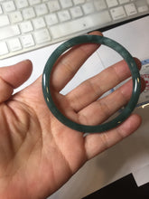 Load image into Gallery viewer, 61mm Certified Type A 100% Natural dark green blue gray black slim round cut Guatemala Jadeite bangle PJ12-9701
