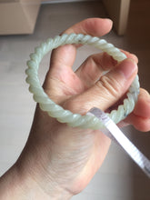 Load image into Gallery viewer, 60mm Certified Type A 100% Natural Green, Gray, Brown &amp; Black Flying Dandelion Vintage Twist Style Nephrite Jade Bangle JT8-1112
