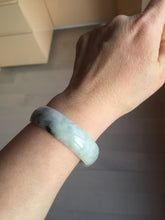 Load image into Gallery viewer, 52mm certified 100% natural Type A light green white purple gray with green floating flowers thin jadeite bangle PF57-5619
