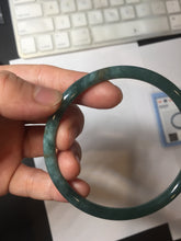 Load image into Gallery viewer, 61mm Certified Type A 100% Natural dark green blue gray black slim round cut Guatemala Jadeite bangle PJ12-9701
