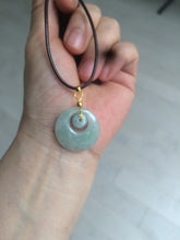 Load image into Gallery viewer, Type A 100% Natural icy light green Jadeite Jade safety Guardian ring Pendant (子母扣) AQ64
