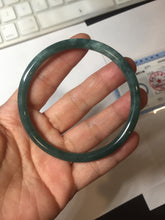 Load image into Gallery viewer, 61mm Certified Type A 100% Natural dark green blue gray black slim round cut Guatemala Jadeite bangle PJ12-9701
