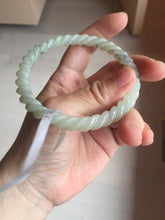 Load image into Gallery viewer, 60mm Certified Type A 100% Natural Green, Gray, Brown &amp; Black Flying Dandelion Vintage Twist Style Nephrite Jade Bangle JT8-1112
