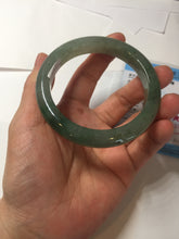 Load image into Gallery viewer, 57.2mm certified Type A 100% Natural icy watery dark green gray Jadeite Jade bangle PC15-0368
