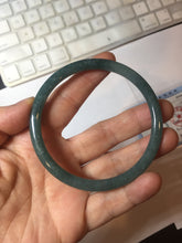Load image into Gallery viewer, 60mm Certified Type A 100% Natural dark green blue gray black slim round cut Guatemala Jadeite bangle PJ13-4323
