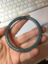 Load image into Gallery viewer, 60mm Certified Type A 100% Natural dark green blue gray black slim round cut Guatemala Jadeite bangle PJ13-4323
