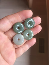 Load image into Gallery viewer, 17.5-20mm Type A 100% Natural oily dark green black gray(老油青) Jadeite Safety Guardian Button donuts pendant group PH237
